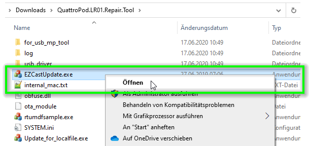 EZCastUpdate.exe ausführen