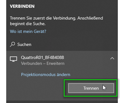 Disconnect wireless display