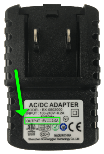 USB power adapter (5V/2A)