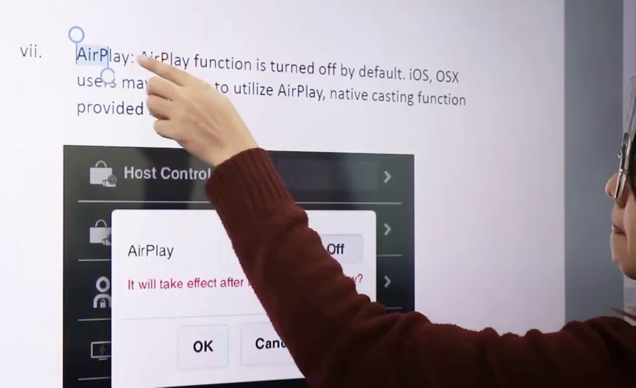 Touch gestures are sent back to the computer