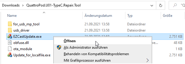 Run EZCastUpdate.exe