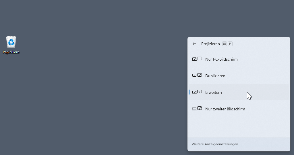 The DisplaySwitch tool - (Windows key + P)